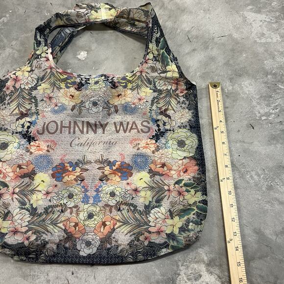 JOHNNY WAS Reusable Shopping Bag Tote California Floral Butterly NYLON - Picture 5 of 5